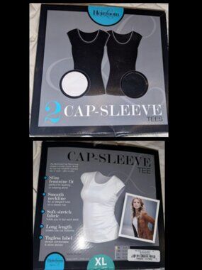 New in Box Lot of 2 Cap Sleeve Tees Womens Tops by Heirloom Fashion Sz XL 16-18
